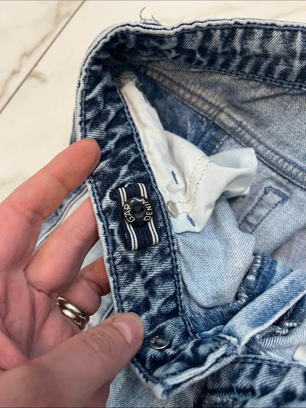 Gap Two-Tone Patchwork Flared Jeans - Blue